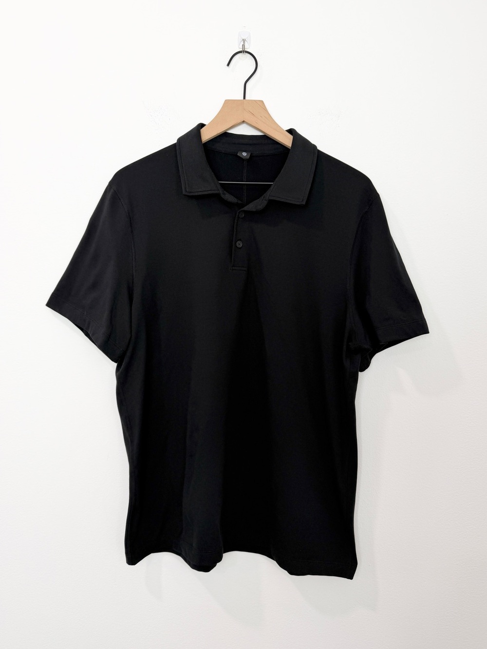 Lululemon Soft Jersey Short Sleeve Polo Shirt Black Size Large